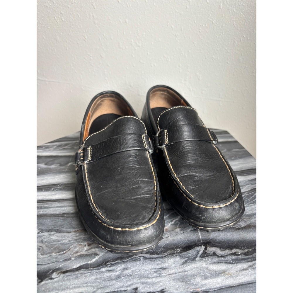 Born Womens Black Leather Driving Loafers Moc Toe Slip On Shoes W37651 Size 7.5 - Picture 3 of 8